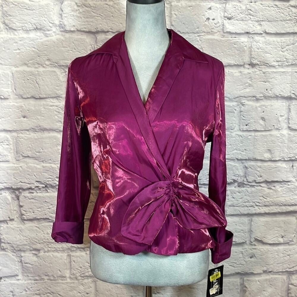 Vintage NWT Ronnie Nicole fuschia satin blouse